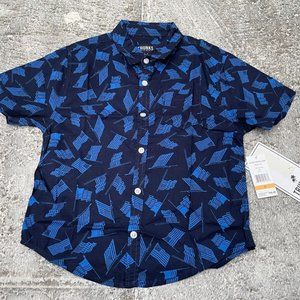 TRUNKS Surf & Swim Co Big Boys Shirt Blue Cotton Tropical Top Size SP $48